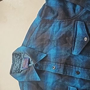 Vintage Pendleton Blue Plaid Wool Button Up